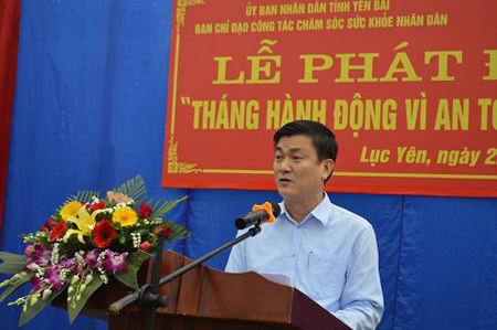 Đồng chí Nguyễn Chiến Thắng - Phó chủ tịch UBND tỉnh phát biểu tại buổi lễ.